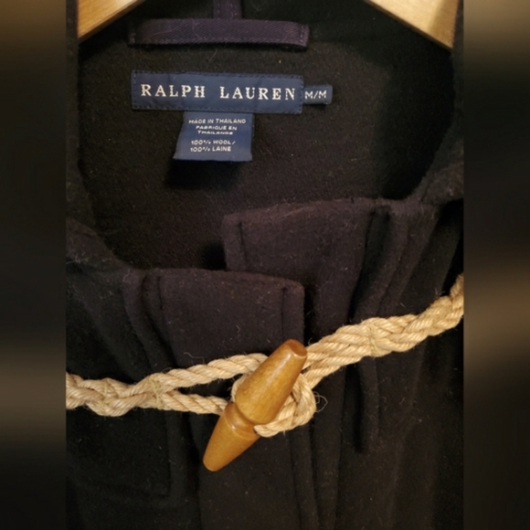 Ralph Lauren Hooded Double-faced Wool Duffel Coat. Blue/black. Women size M. - Picture 3 of 11